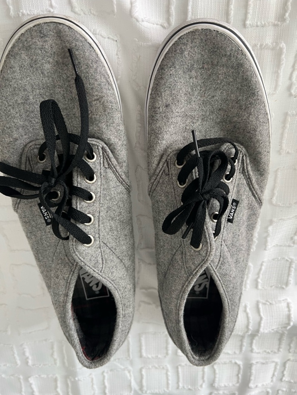 Vans Era Cush Flannel Gray Mens Size 12 Low Top Lace up Skateboard Skate Shoes